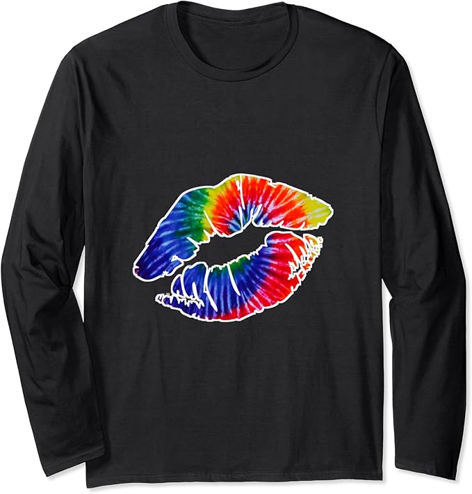 Tie Dye Kiss Lips Long Sleeve TShirt Amazon.co.uk Fashion